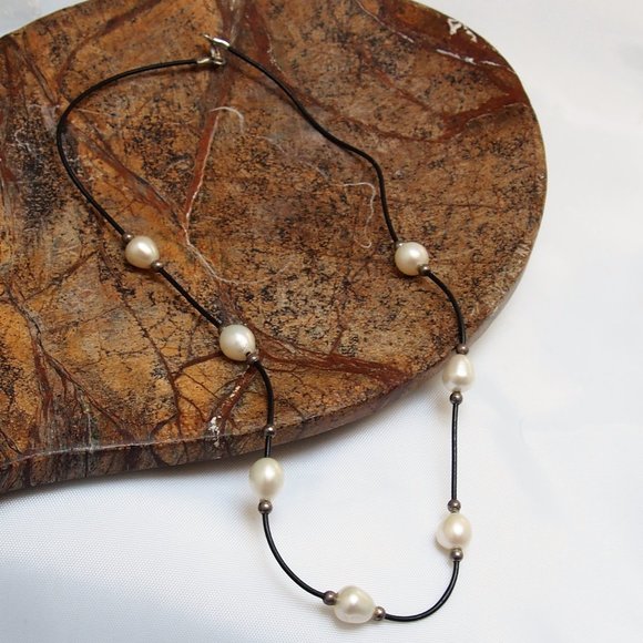 Jewelry - 7 Freshwater Pearls Silver Accent Cord Necklace